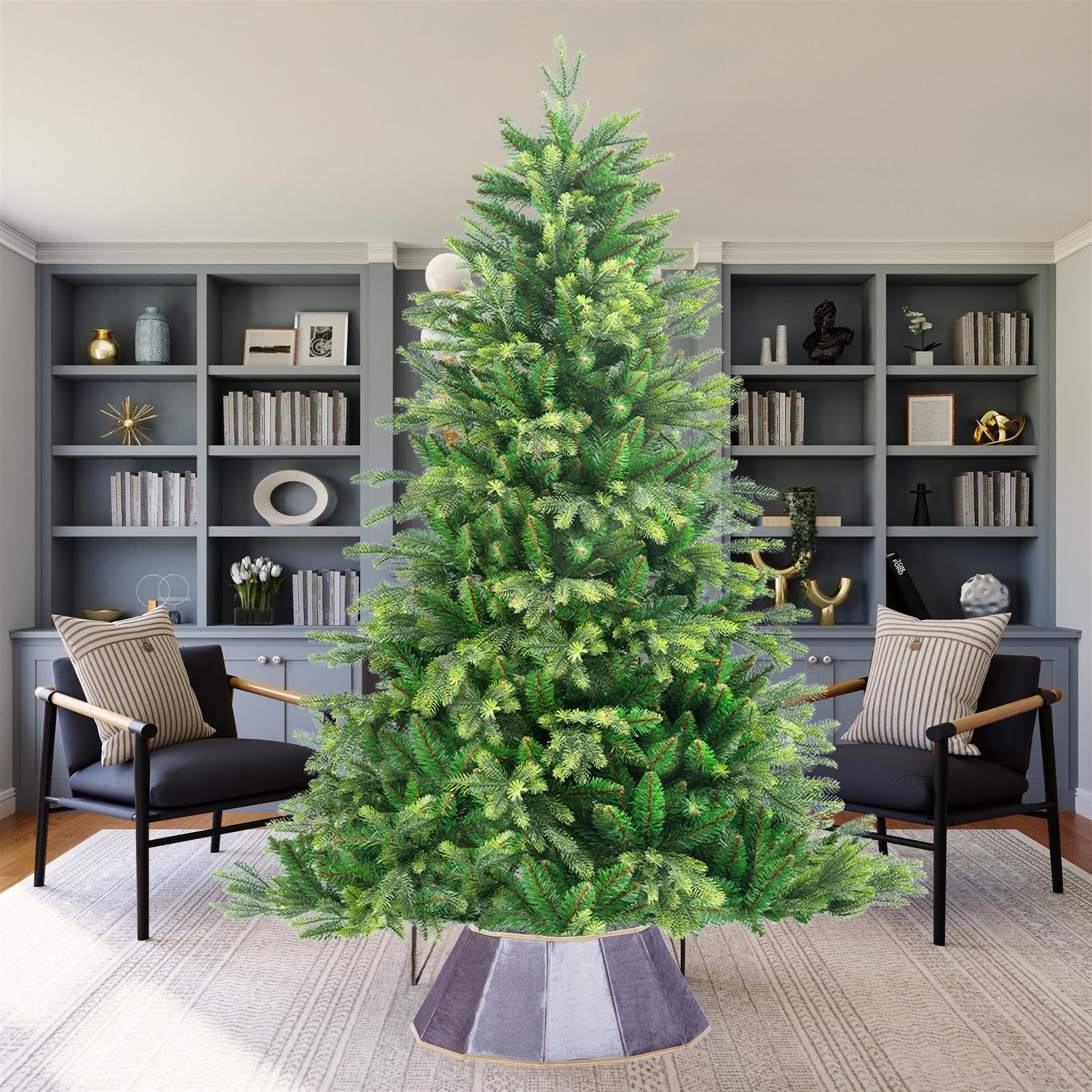 Christmas Tree Collar Foldable Stand Cover Silver Skirt Xmas Tree Decor 26.8''