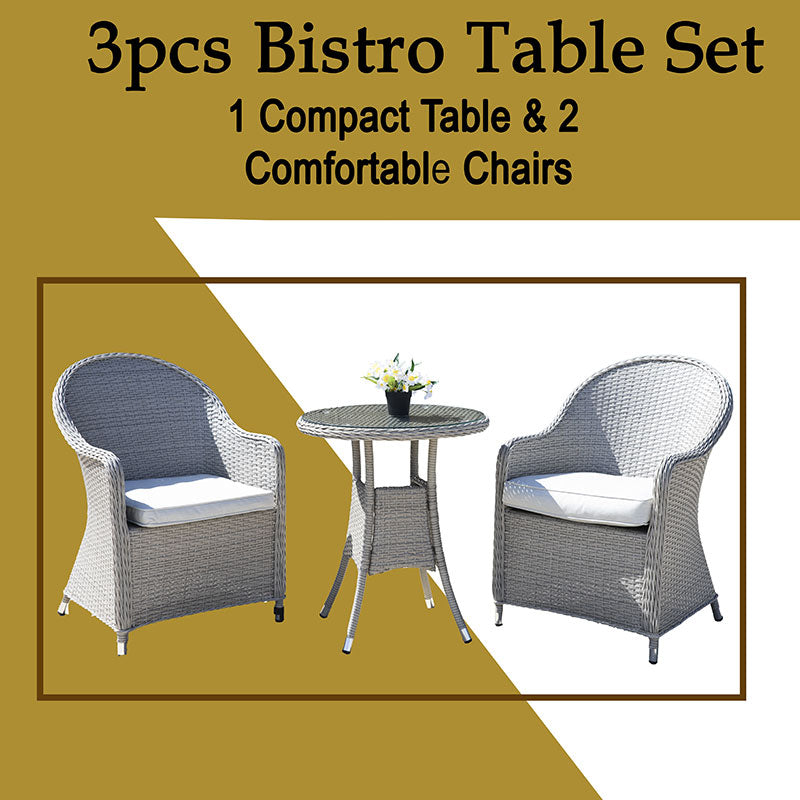 Sorrento 2 Seater Rattan Bistro 3Pcs Set
