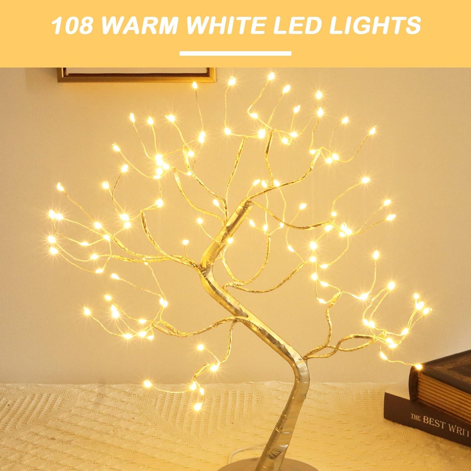 Christmas Bonsai Twig Tree Birch 108 LED Light Tabletop Lamp B/O Xmas Decor 50cm