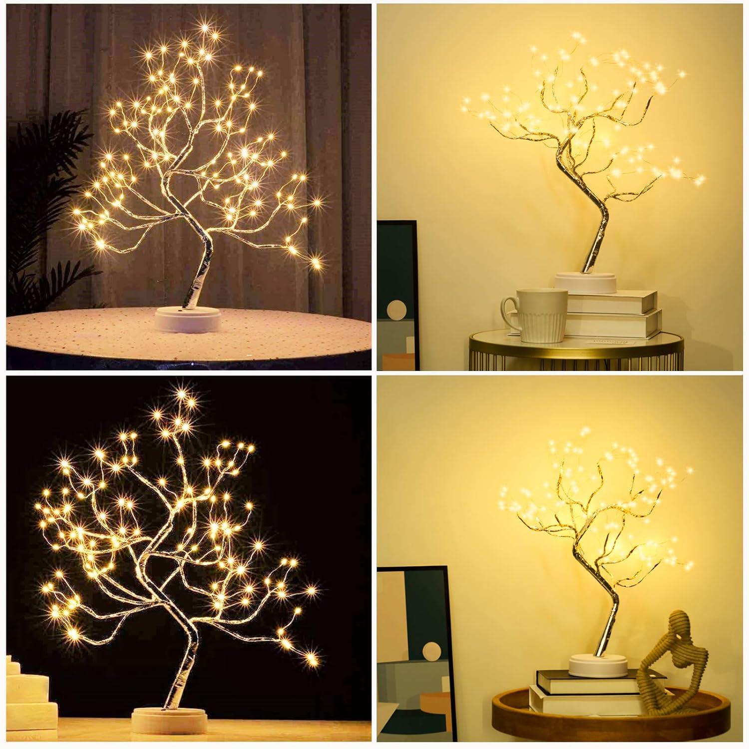 Christmas Bonsai Twig Tree Birch 108 LED Light Tabletop Lamp B/O Xmas Decor 50cm