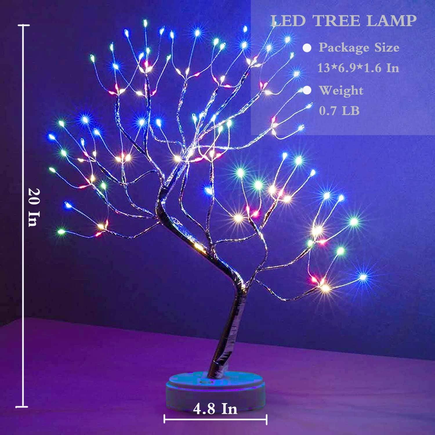 Christmas Bonsai Twig Tree Birch 108 LED Light Tabletop Lamp B/O Xmas Decor 50cm