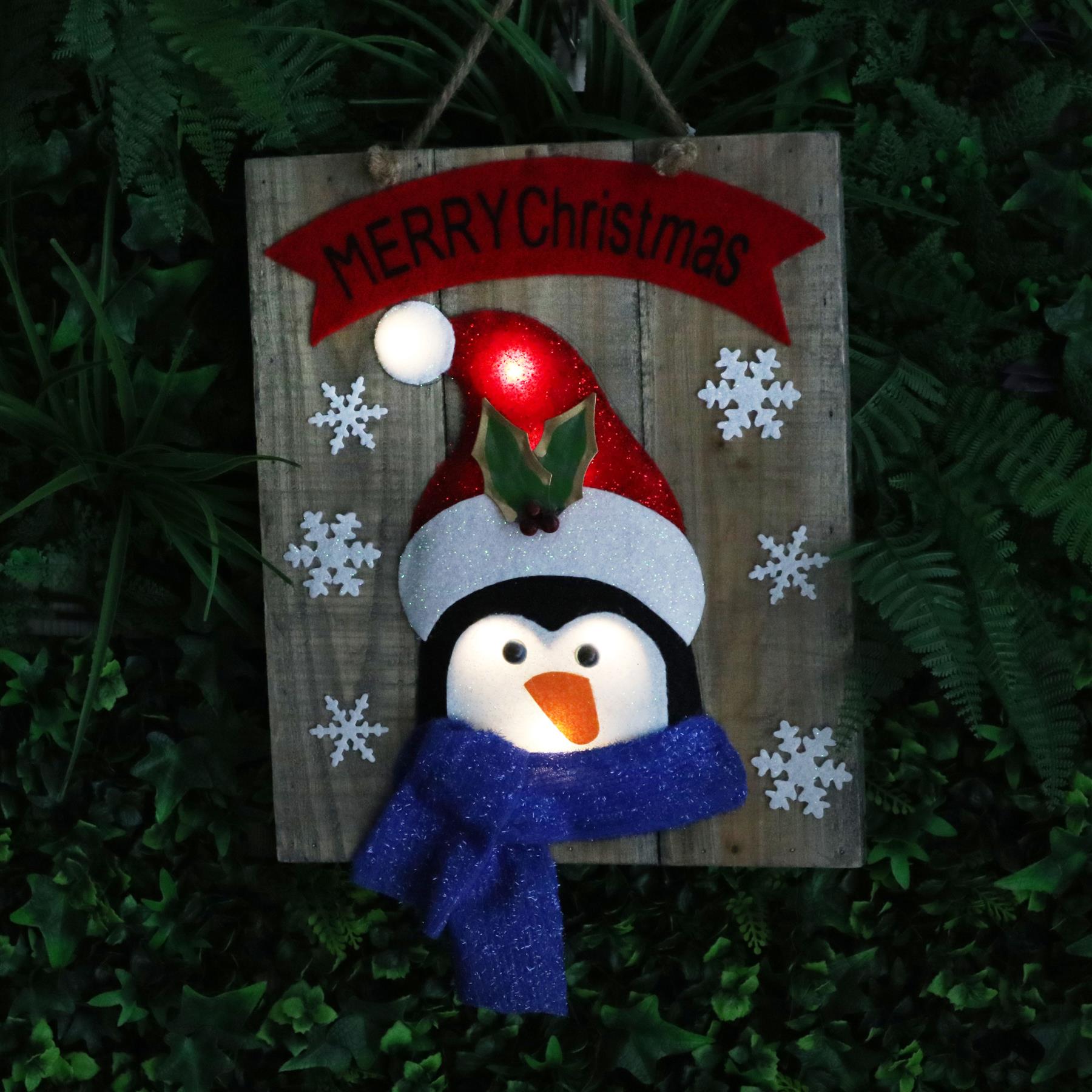Decorative Wooden White Bulb Penguin Frame Christmas Tree Hanging Decorations