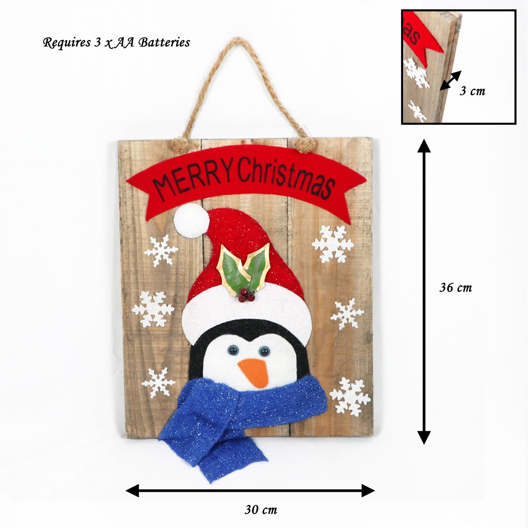 Decorative Wooden White Bulb Penguin Frame Christmas Tree Hanging Decorations