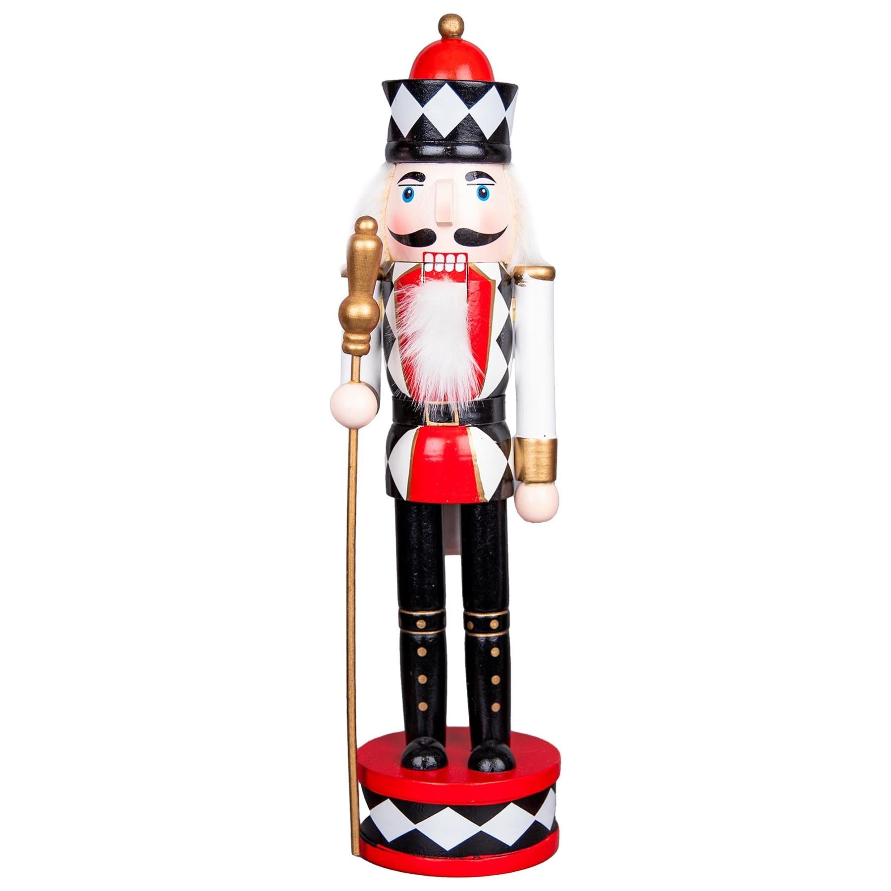 Christmas Decoration Wooden Nutcrackers 38cm Figures Ornament 3Pcs Set Red Black