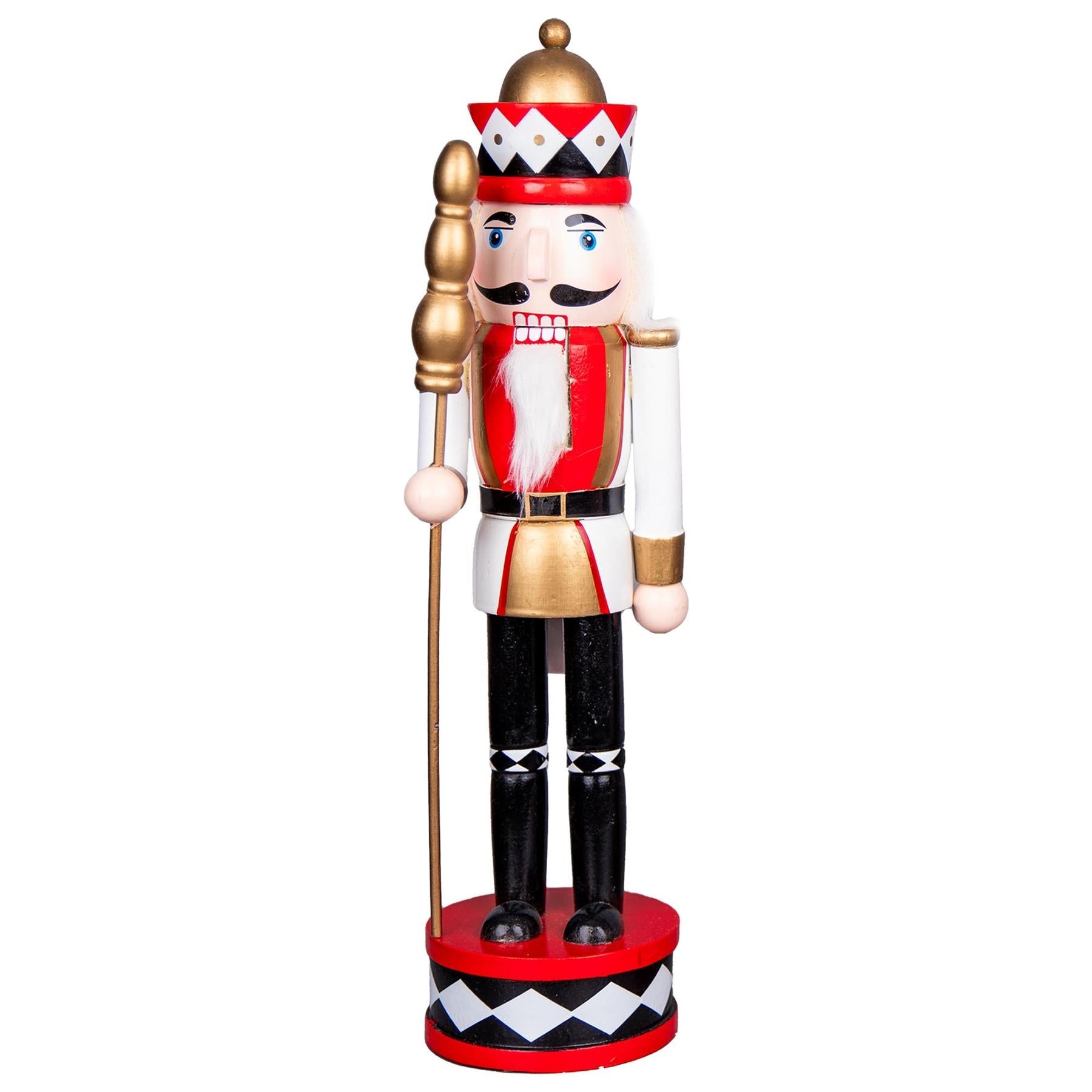 Christmas Decoration Wooden Nutcrackers 38cm Figures Ornament 3Pcs Set Red Black