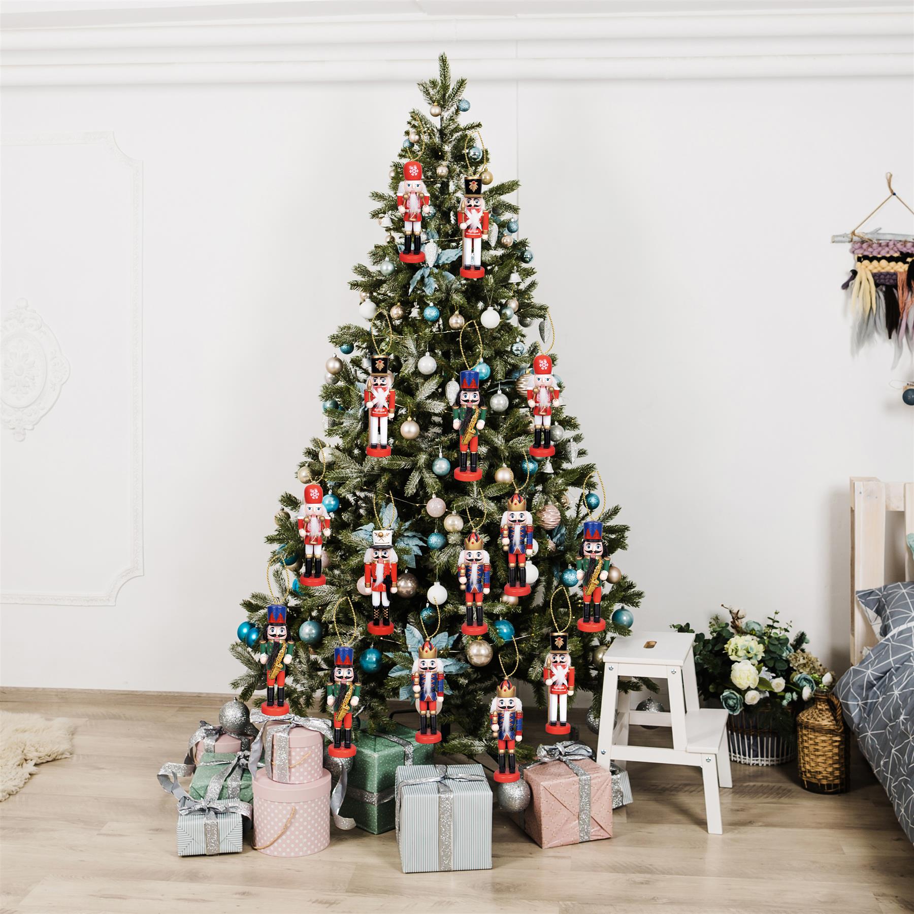 Christmas Nutcrackers Figures Wooden Xmas Decoration Ornament 13cm 5Pcs Set