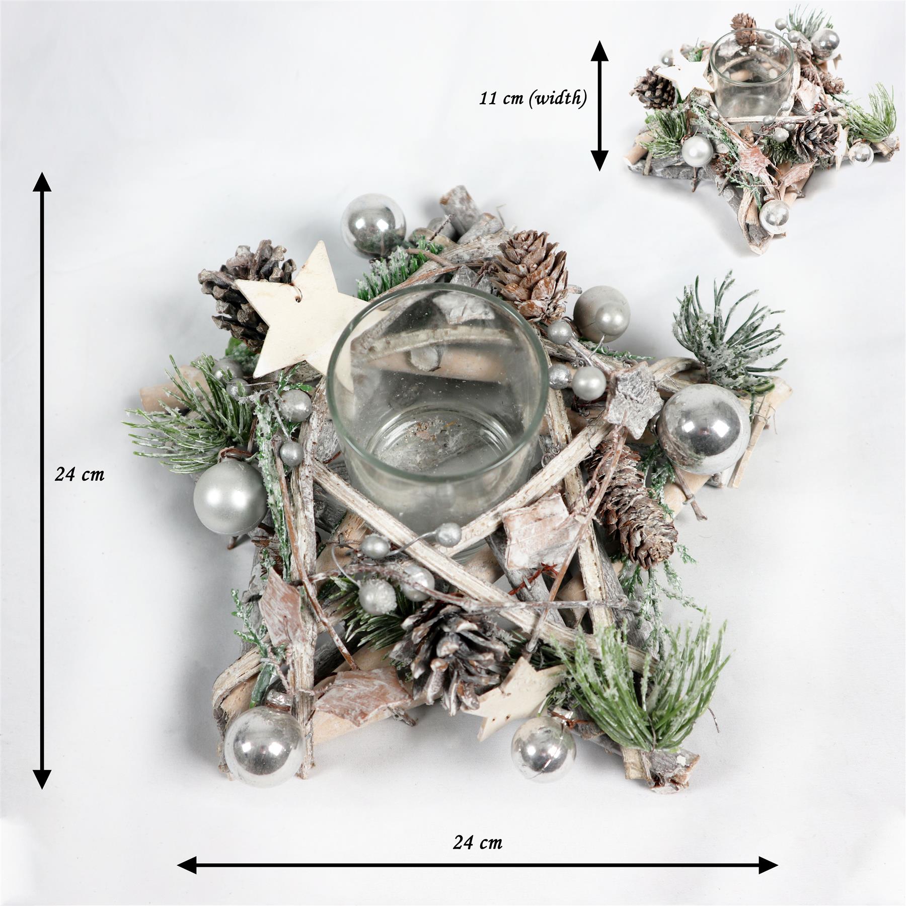 Candle Holder Christmas Table Decoration Star Shape Tealight Twig Xmas Gift 24cm