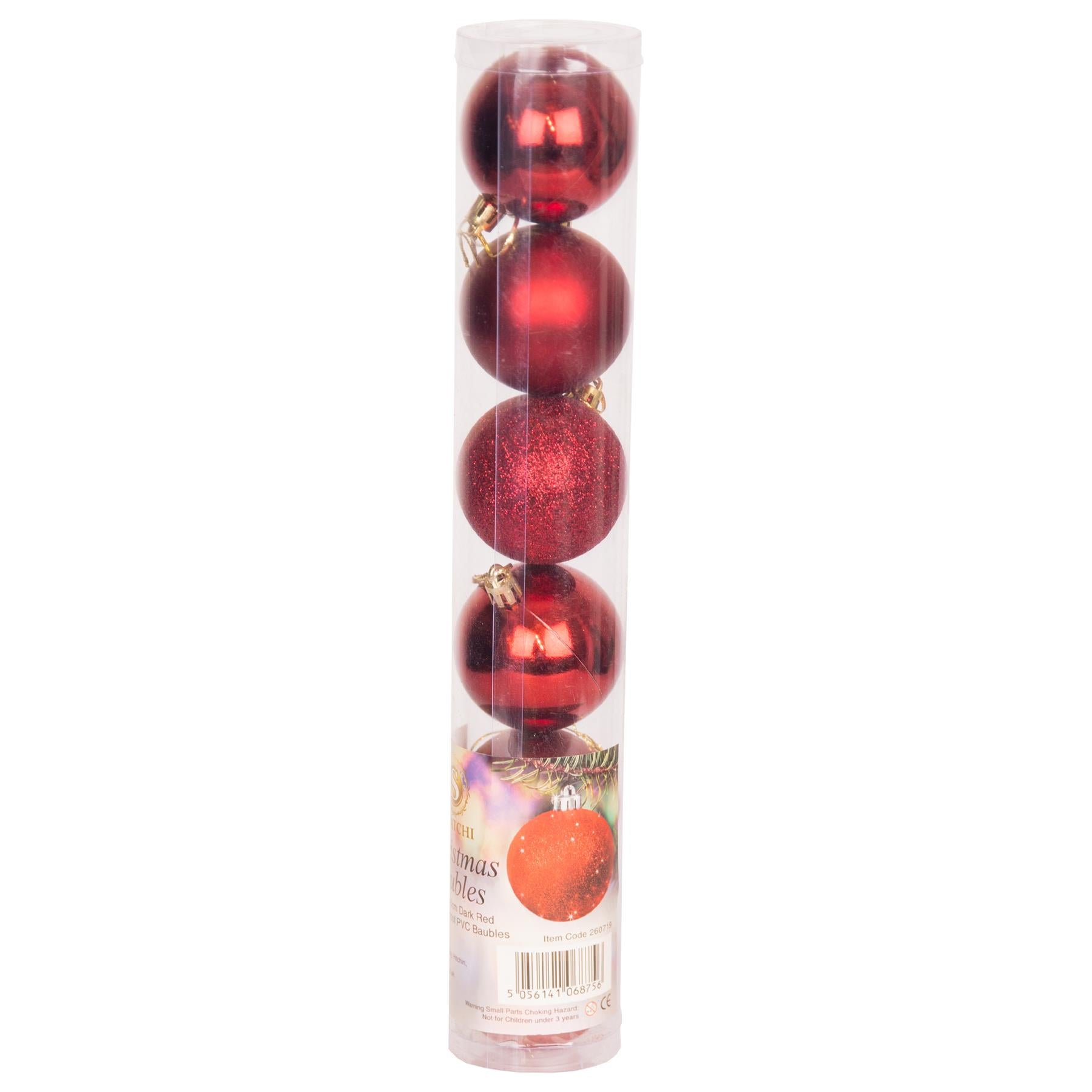 Baubles Dark Red 6Cm-6Pcs Set -Pvc