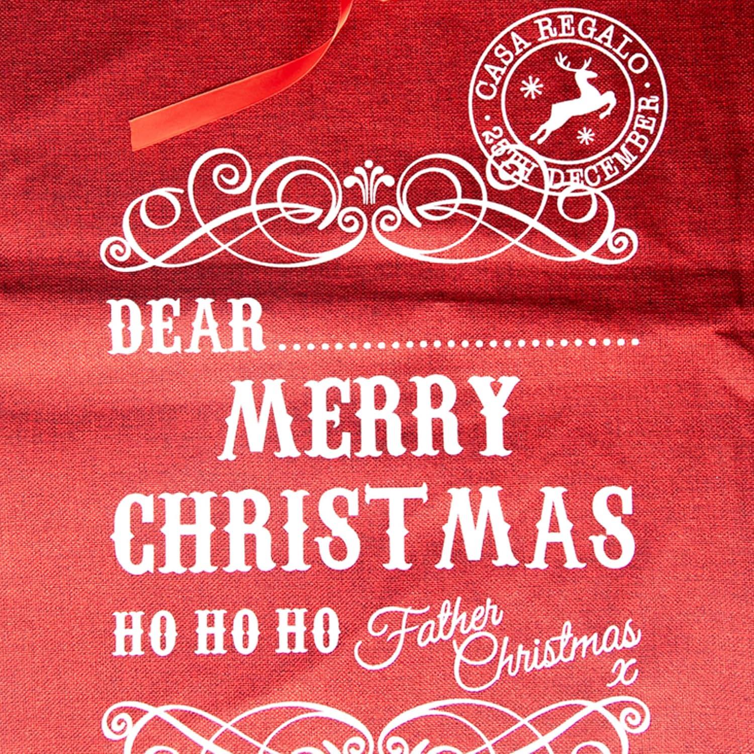 Christmas Sack With Ribbon Stocking Red Gift Bag Santa Costume Accessories 31X42Cm