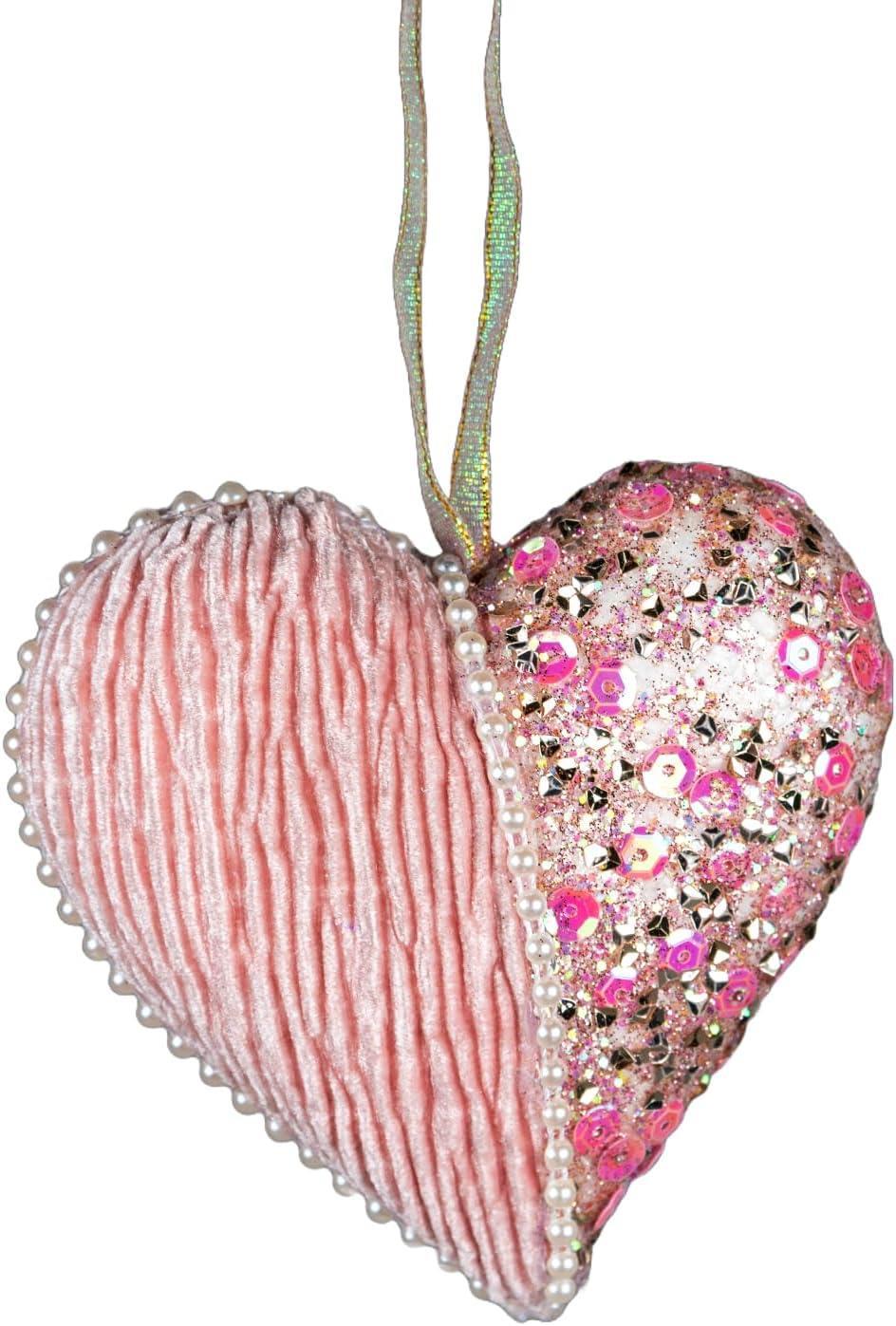 12Cm Heart Baby Pink - Christmas Hanging Decoration