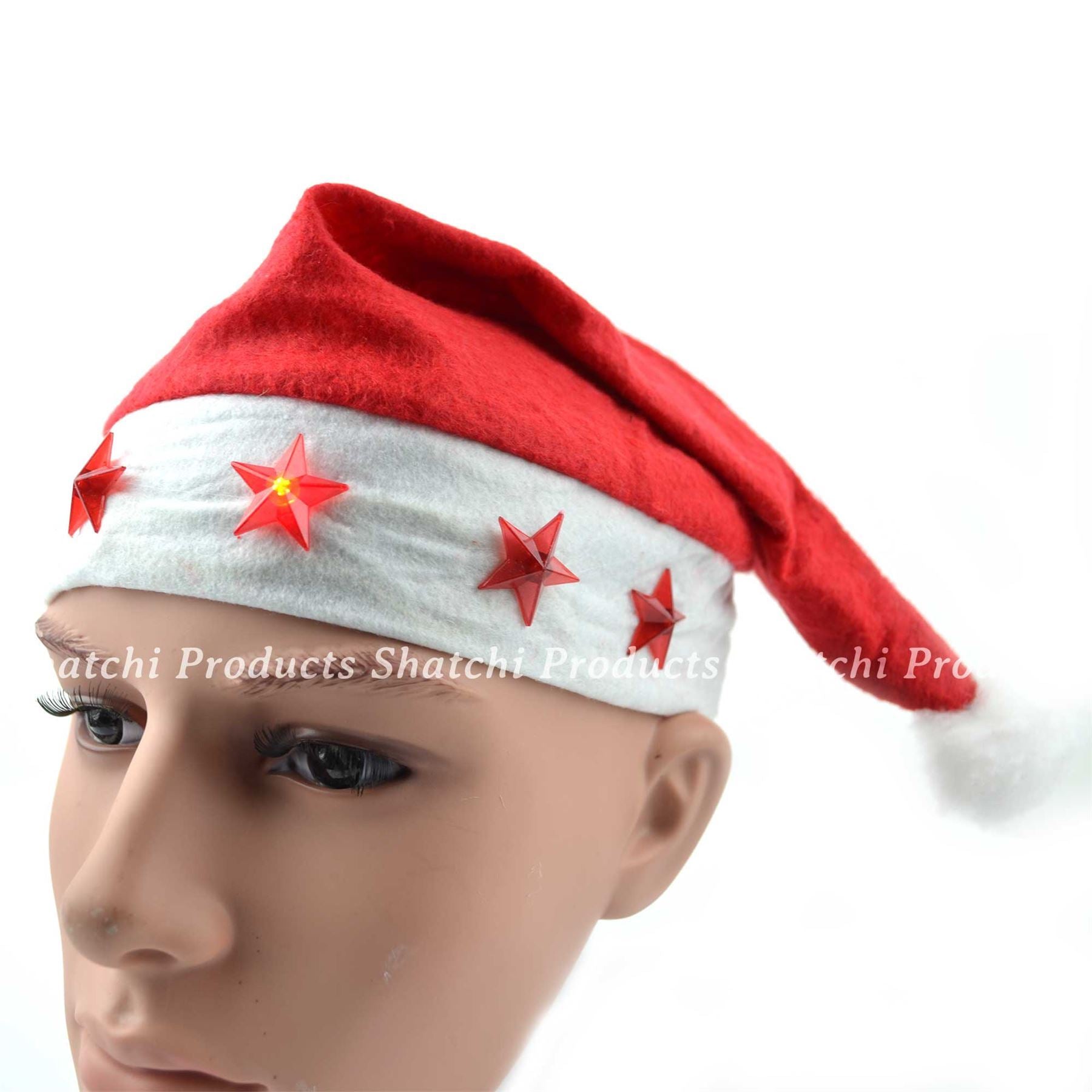 10 Pcs Father Christmas Santa Hat With Flashing Lights Fancy Dress Costume Accesorise