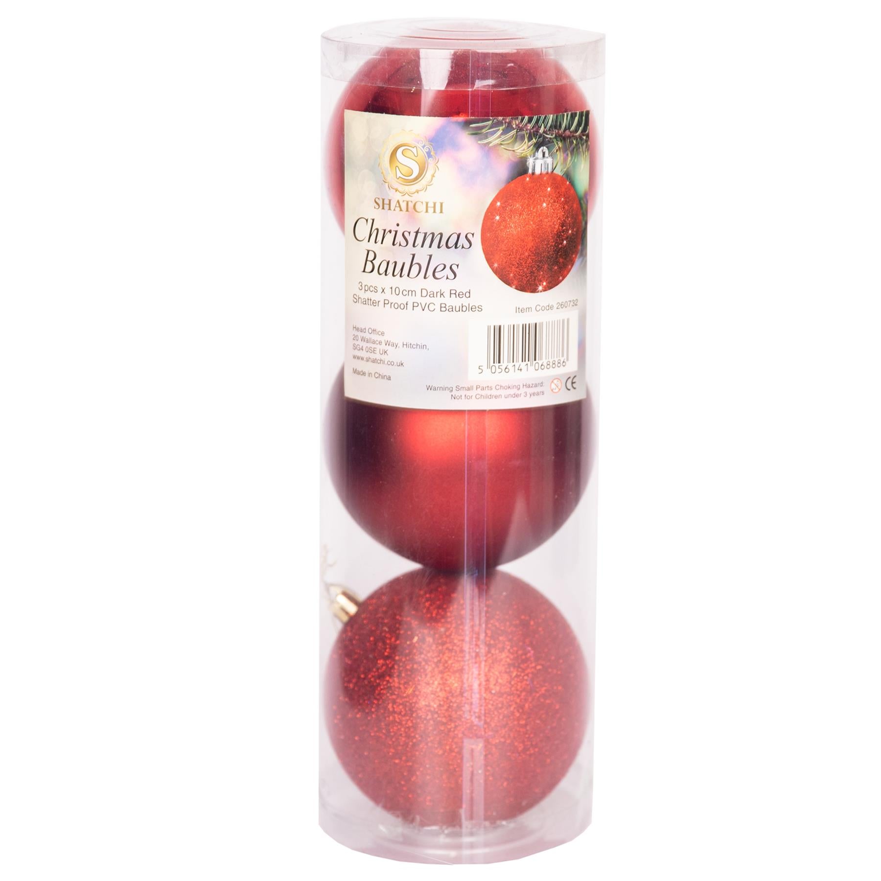 Baubles Dark Red 10Cm-3Pcs Set