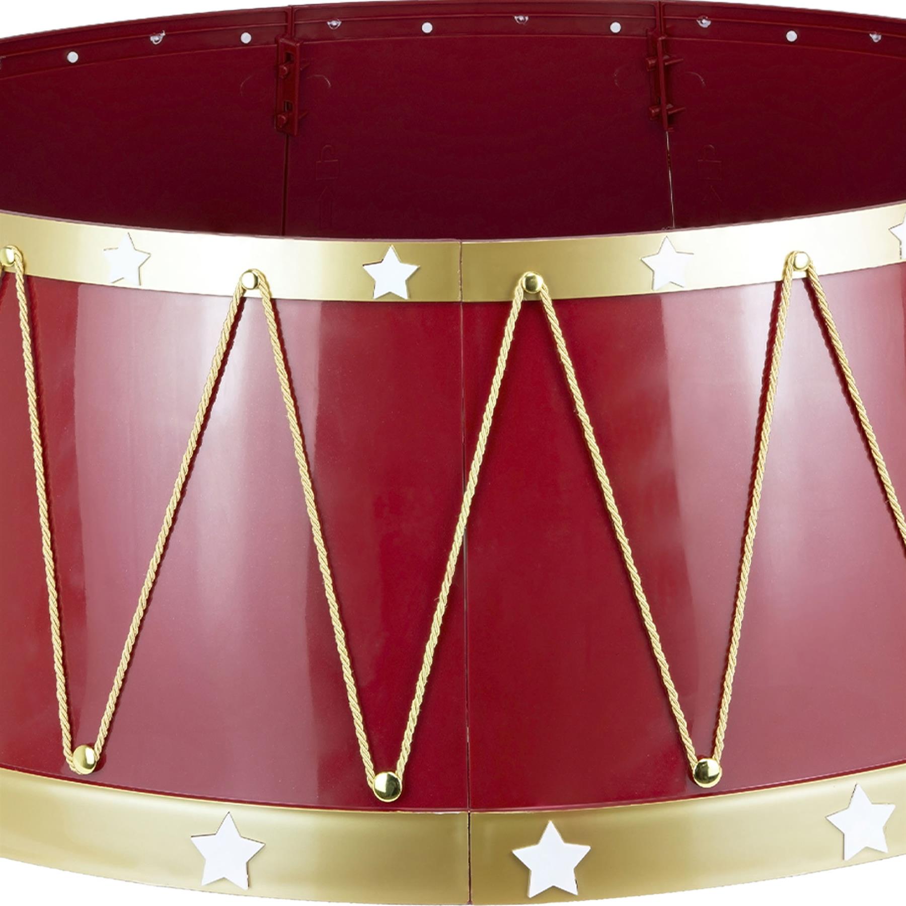 Red Drum Christmas Tree Collar Plastic - Size: Bottom Dia 25.6Inch, Top Dia 21.3Inch,Height 10Inch