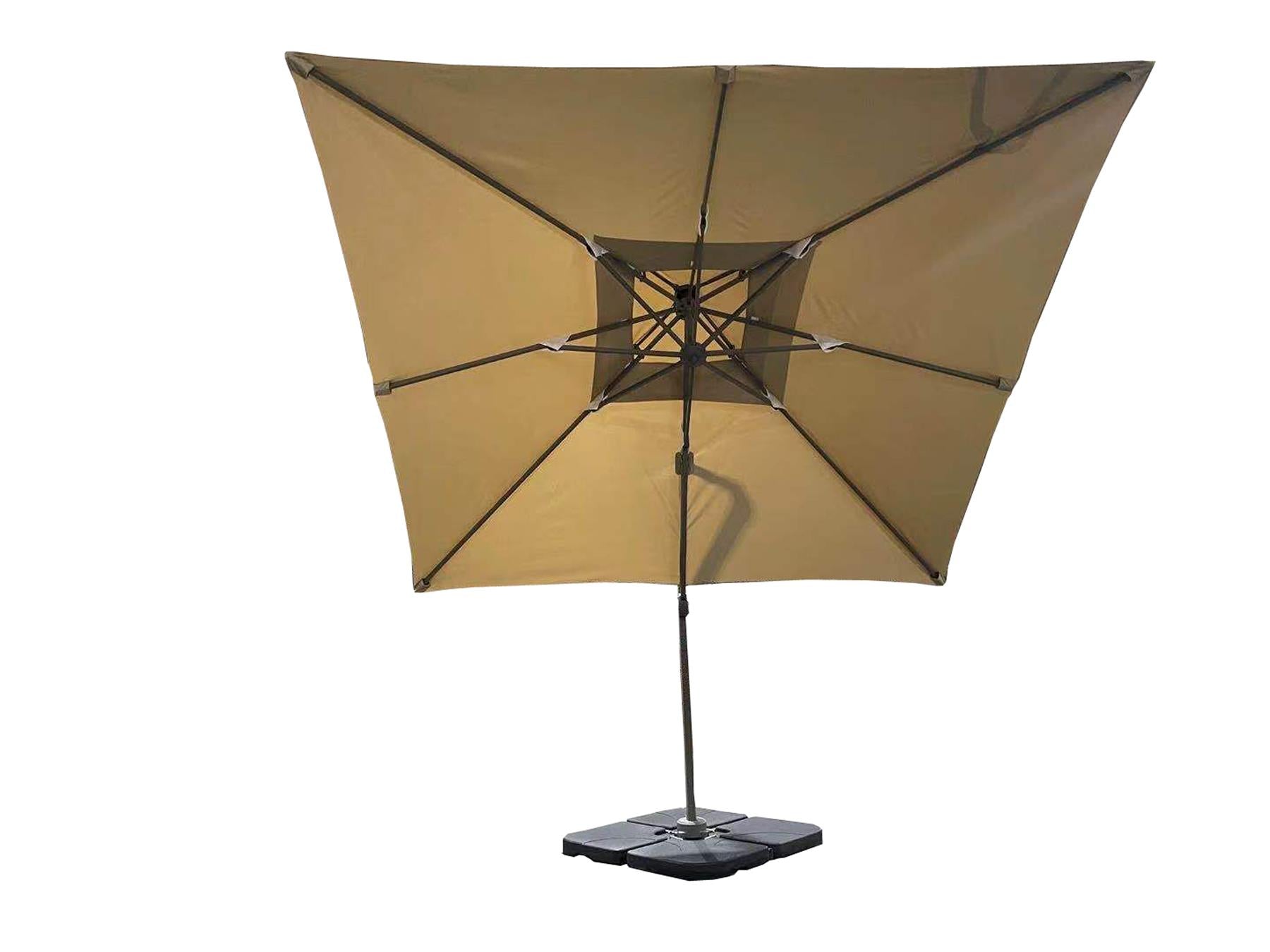 3m Patio Offset Parasol Double Top Square Cantilever Umbrella 360° Rotation Khaki