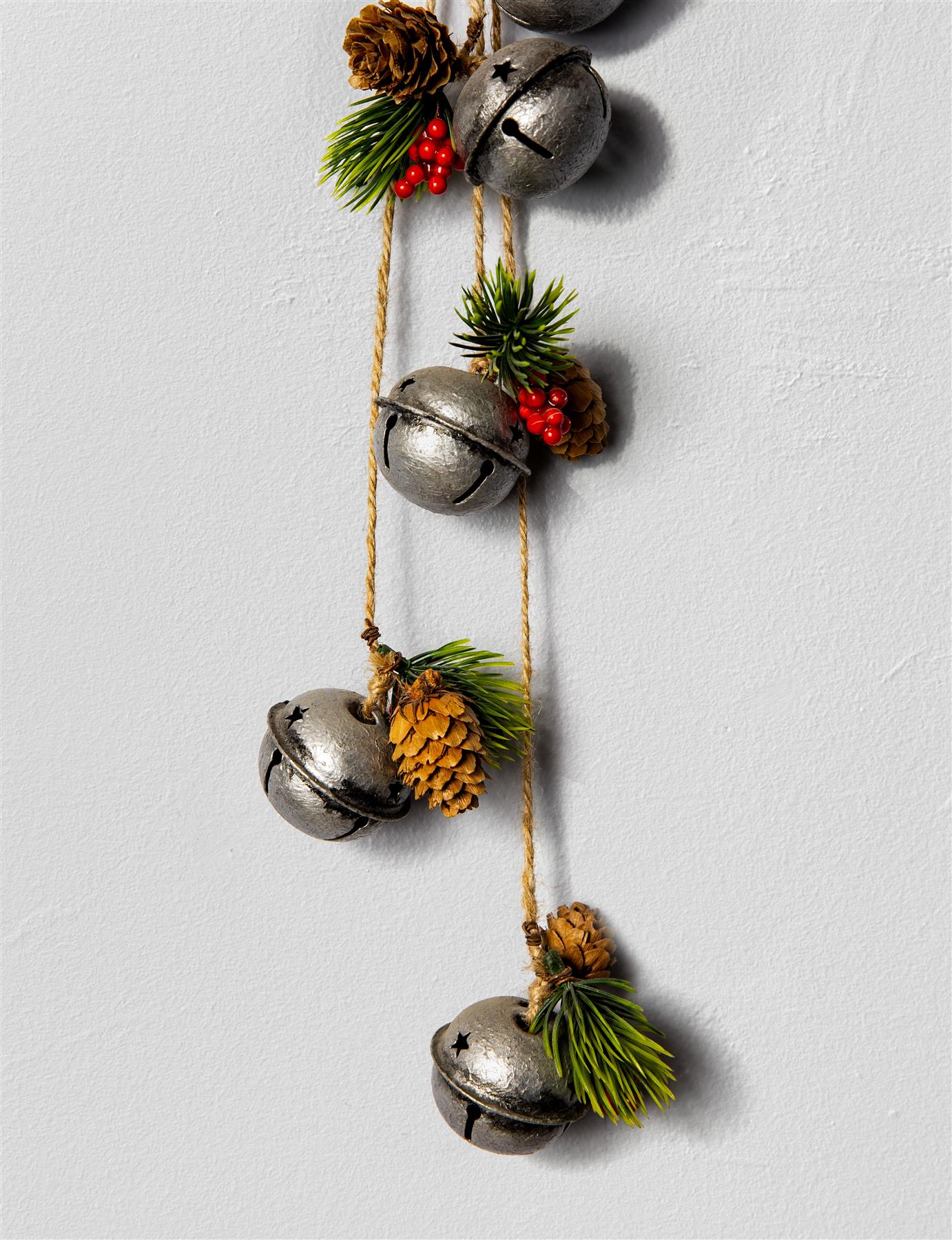 Hanging Decorations With Silver Bells 46 Cm
