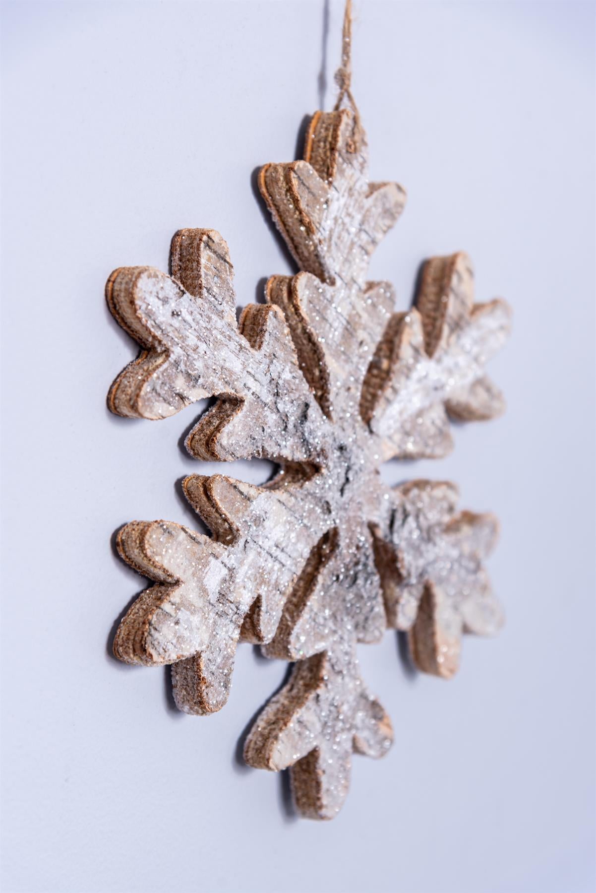 20Cm Snowflake Shape Birch Bark Wooden Christmas Wall Hanging Decoration
