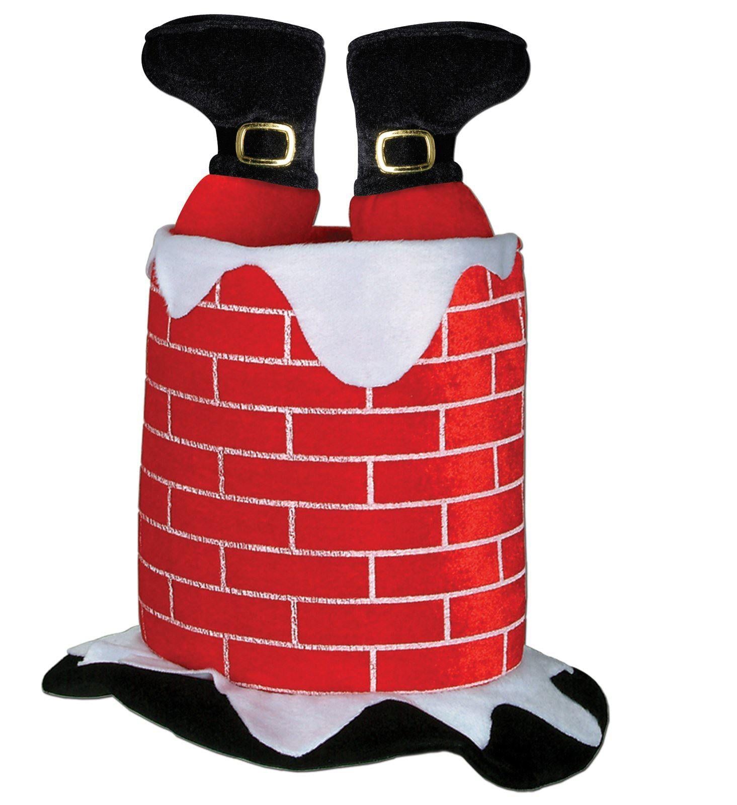 Novelty Funny Christmas Hat Stuck In Chimney Xmas Fancy Dress Party Costume