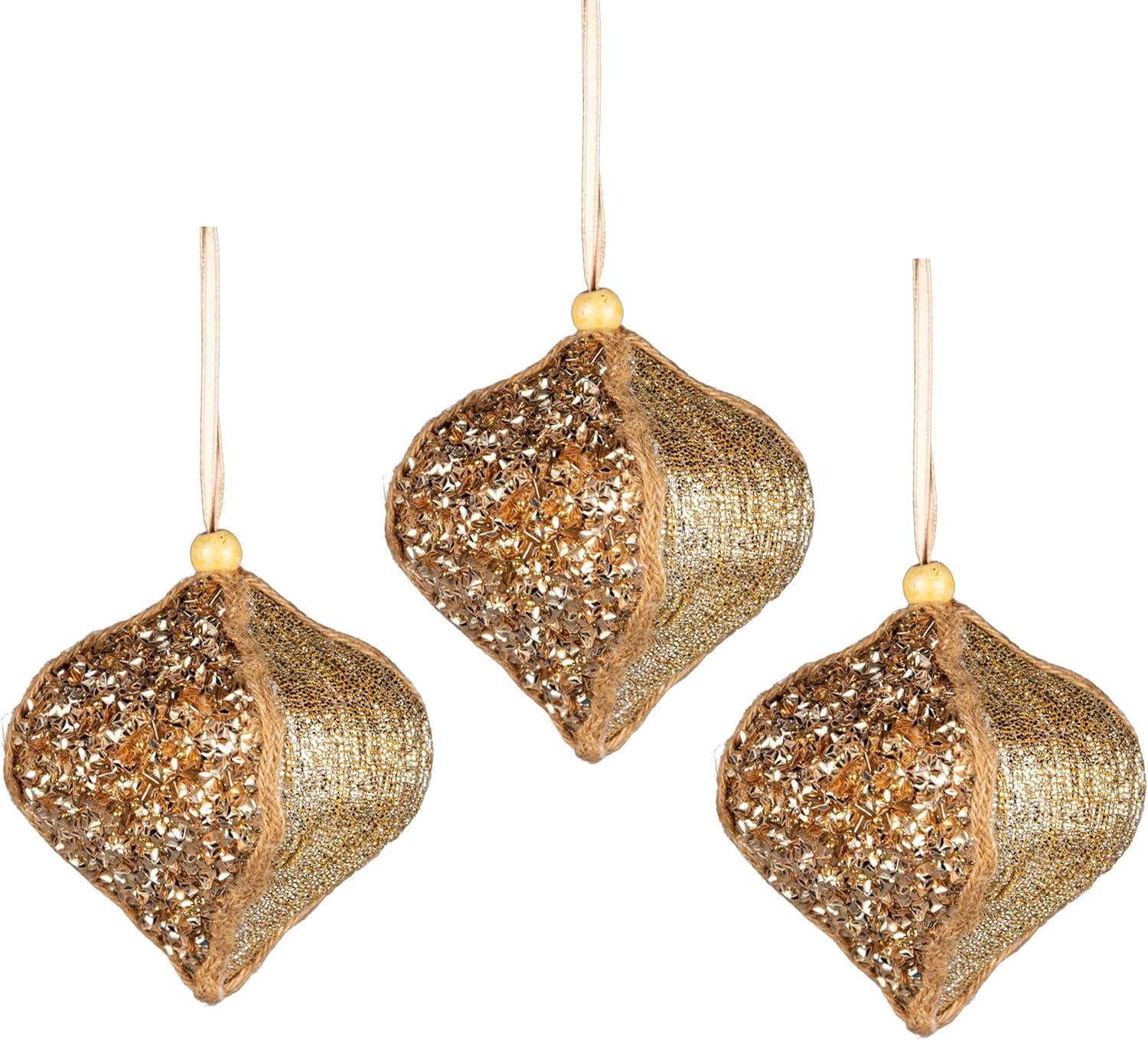 10.5Cm Gold Bauble - 3Pcs Christmas Hanging Decorations
