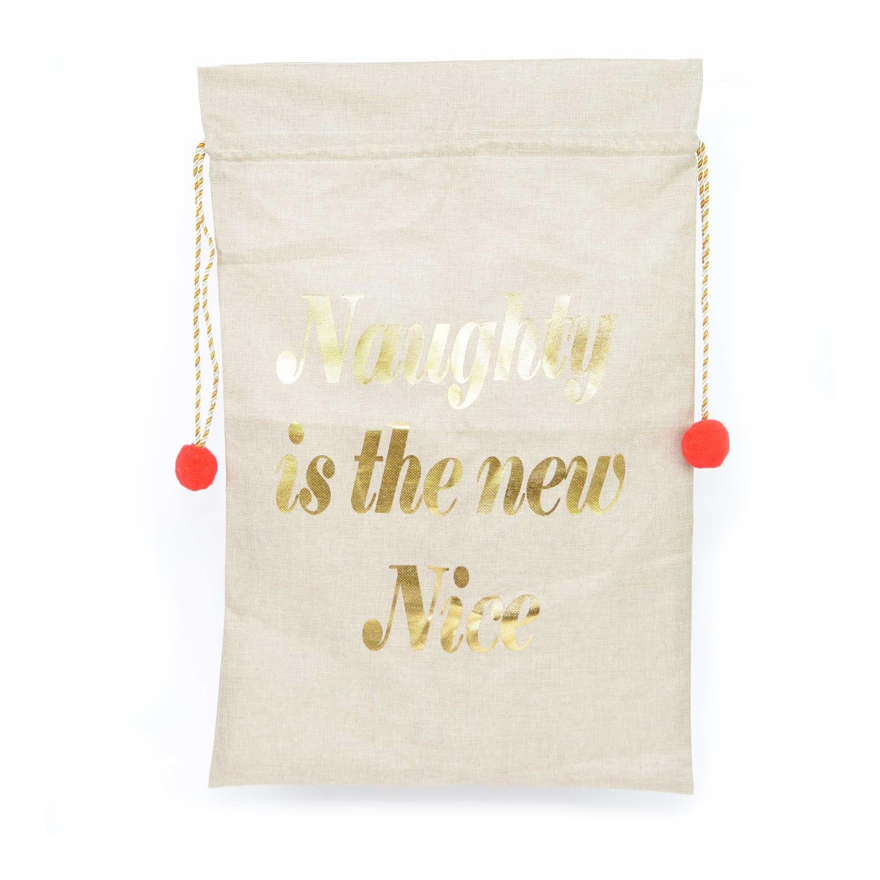 1 Pcs Santa Sack Naughty Is The New Nice Christmas Accessories Brown Bag 72X50Cm