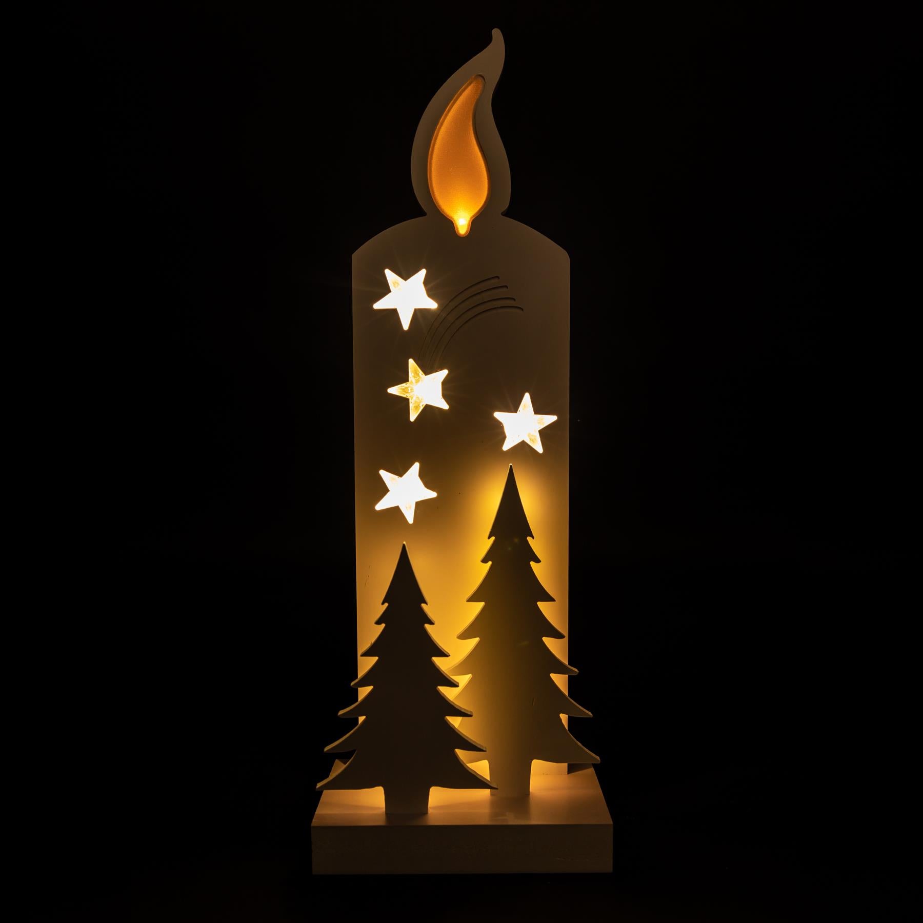 Wooden B/O Led Candle Silhouett 46Cm