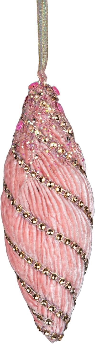 15Cm Nut Shape Bauble Baby Pink - 3Pcs Christmas Hanging Decorations
