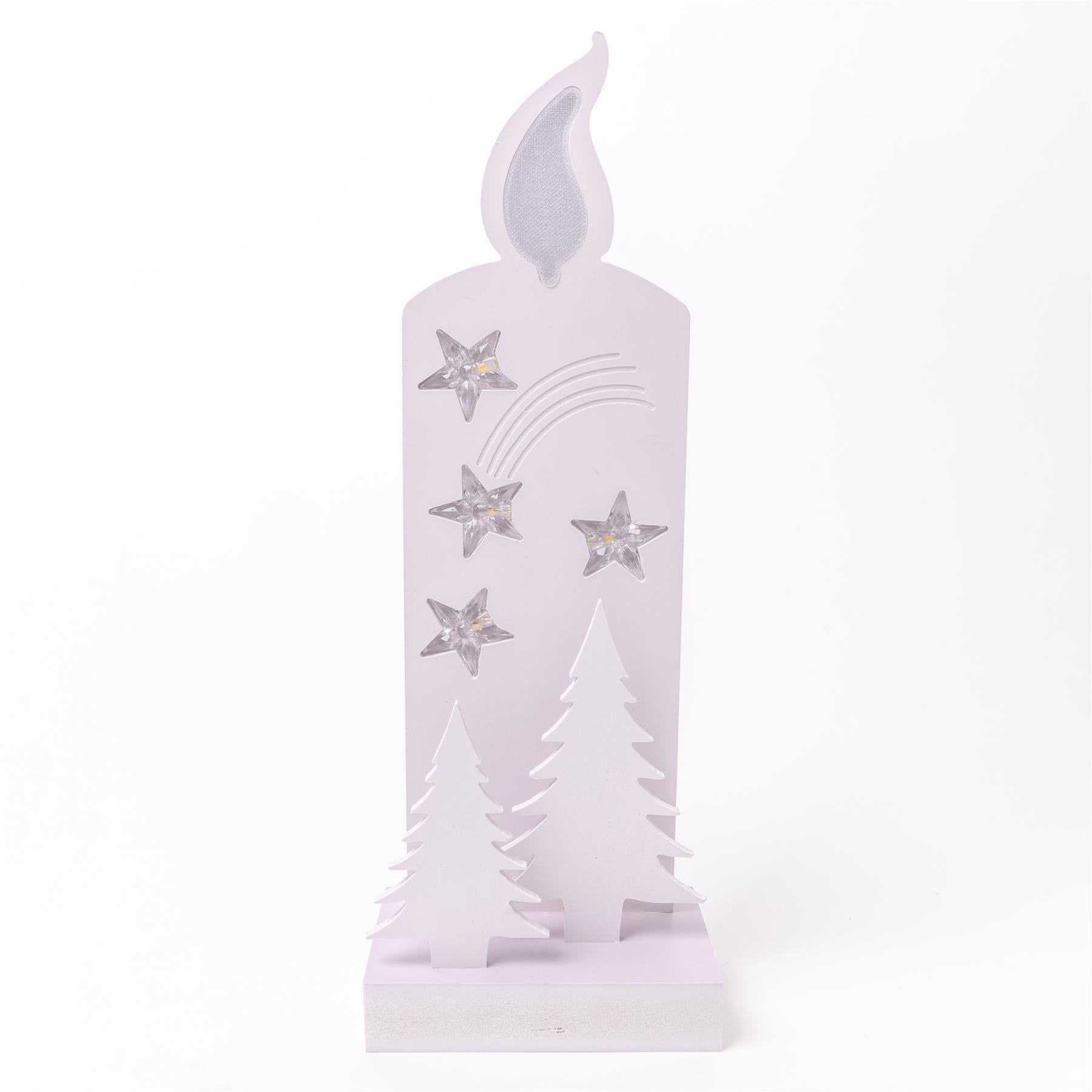 Wooden B/O Led Candle Silhouett 46Cm