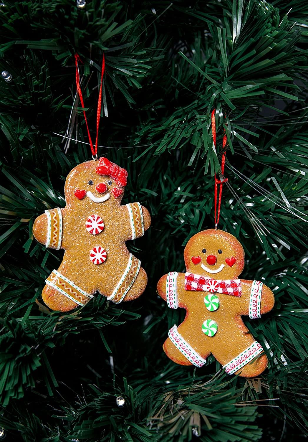 Christmas Hanging Decoration 12Pcs Ceramic Gingerbread Couple