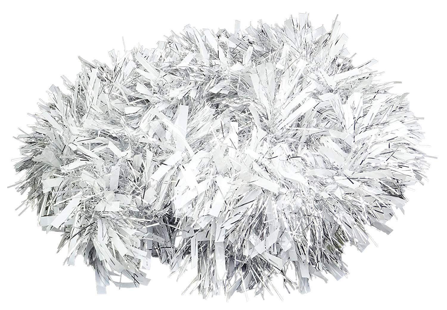 48Pcs Silver White Tinsel Tree Decoration 1.8M
