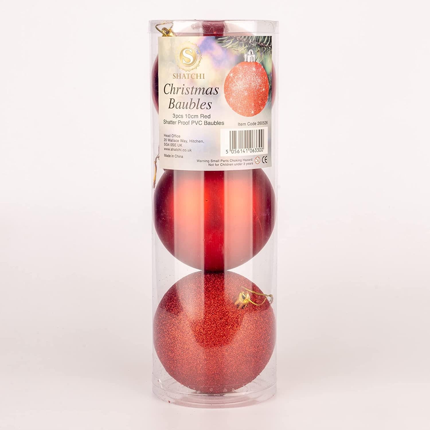 Baubles Red 10Cm-3Pcs Set