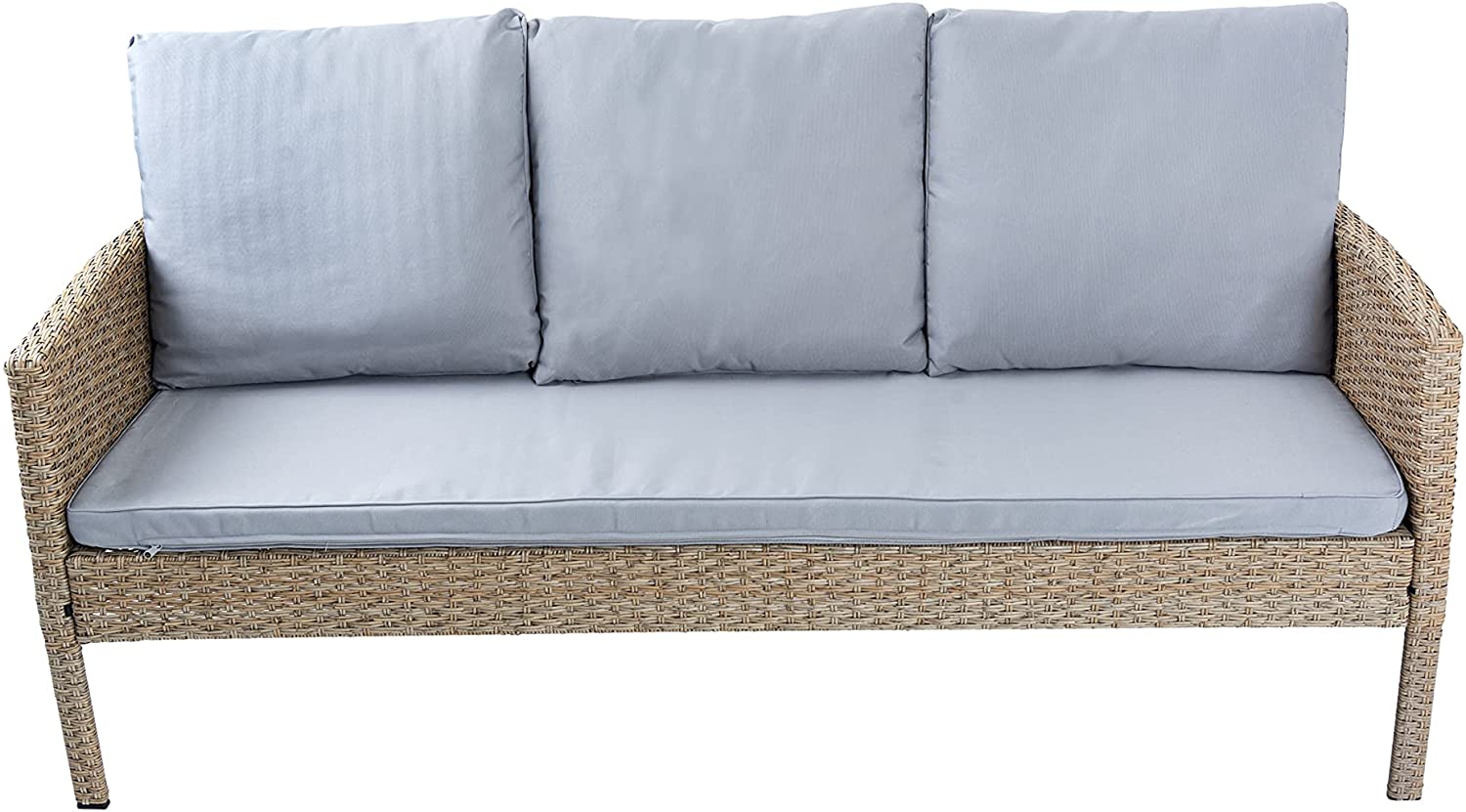 6 Seater Rattan Garden Furniture with Two Stools, Two 1 Seater Sofas and one 3 Seater Sofa and Table