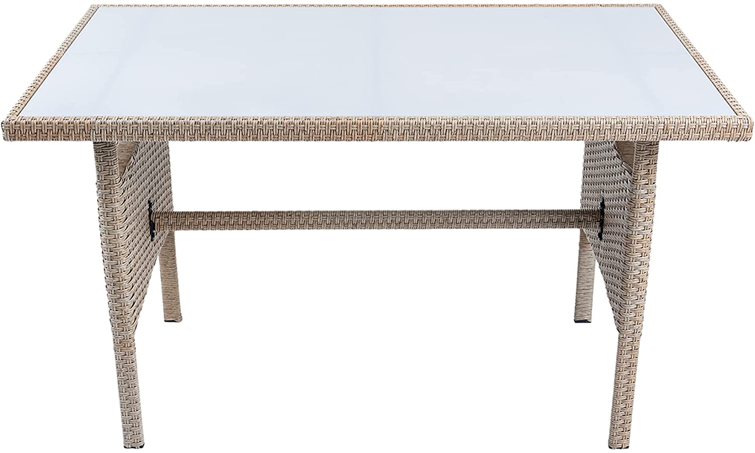 6 Seater Rattan Garden Furniture with Two Stools, Two 1 Seater Sofas and one 3 Seater Sofa and Table