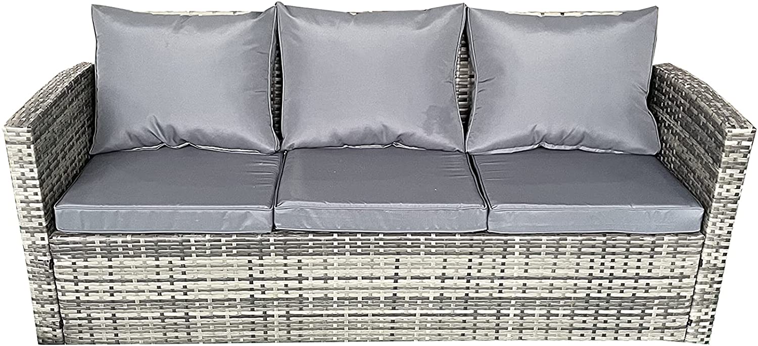 6 Seater Rattan Garden Furniture with three 2 Seater Sofa, Chairs, a Table and Storage Box