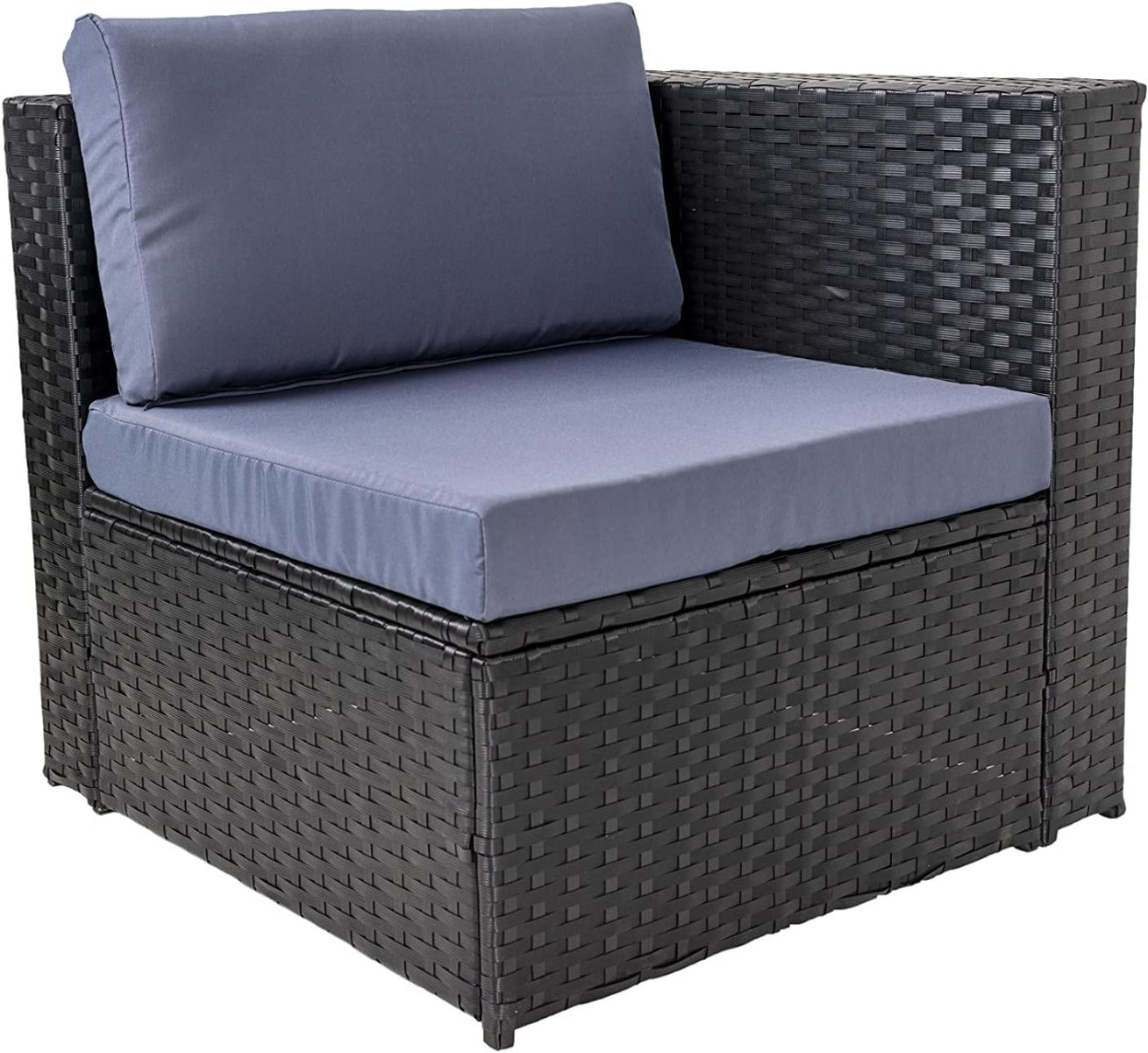 4 Seater Garden Furniture in Rattan, Grey-Coloured with a large Rattan corner Sofa, and table
