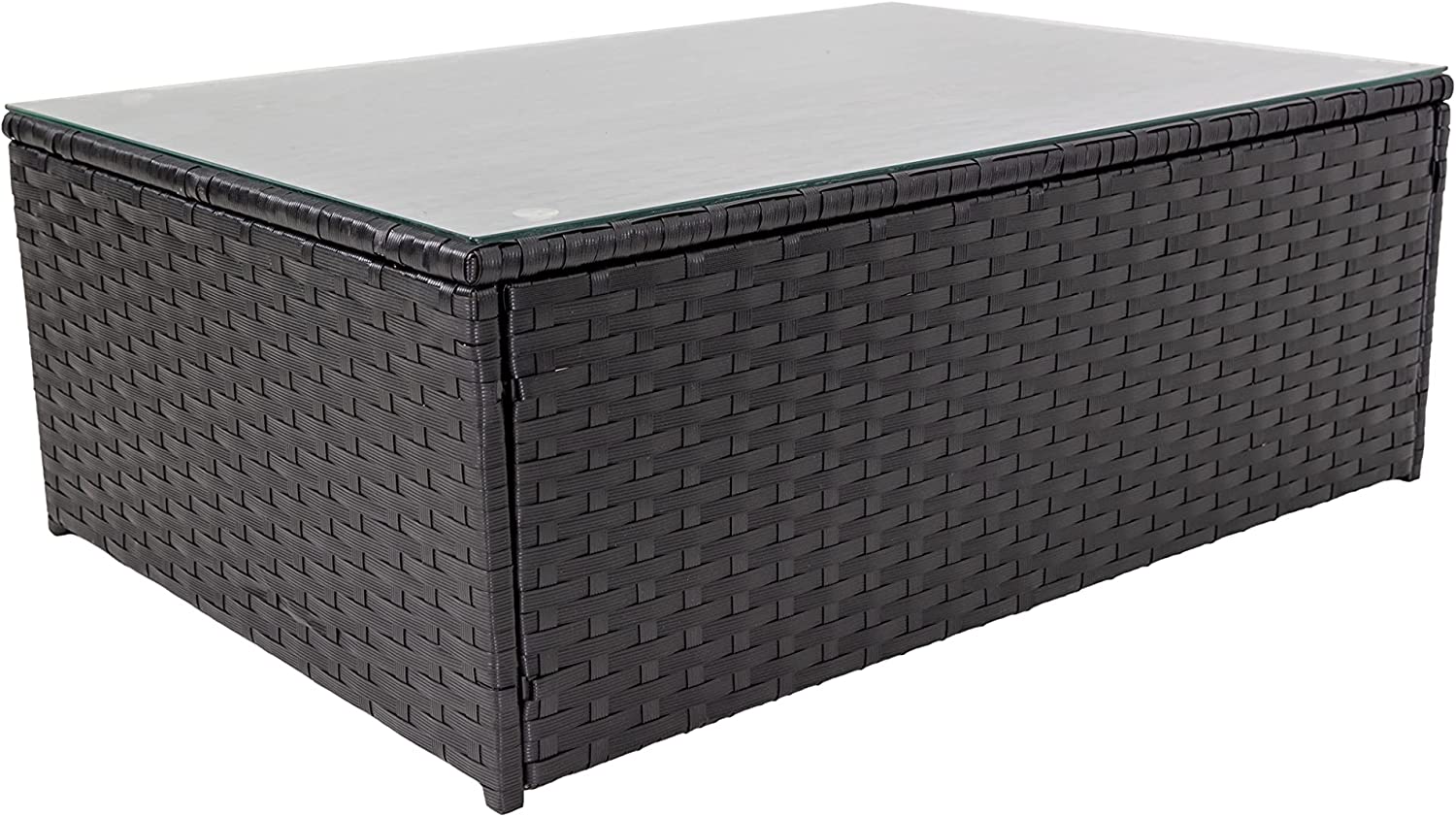 4 Seater Garden Furniture in Rattan, Grey-Coloured with a large Rattan corner Sofa, and table