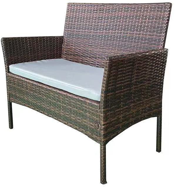 4 Seater garden Furniture with Set of Two Seater Rattan Sofa, Table and 2 Chairs for Indoor/Outdoor