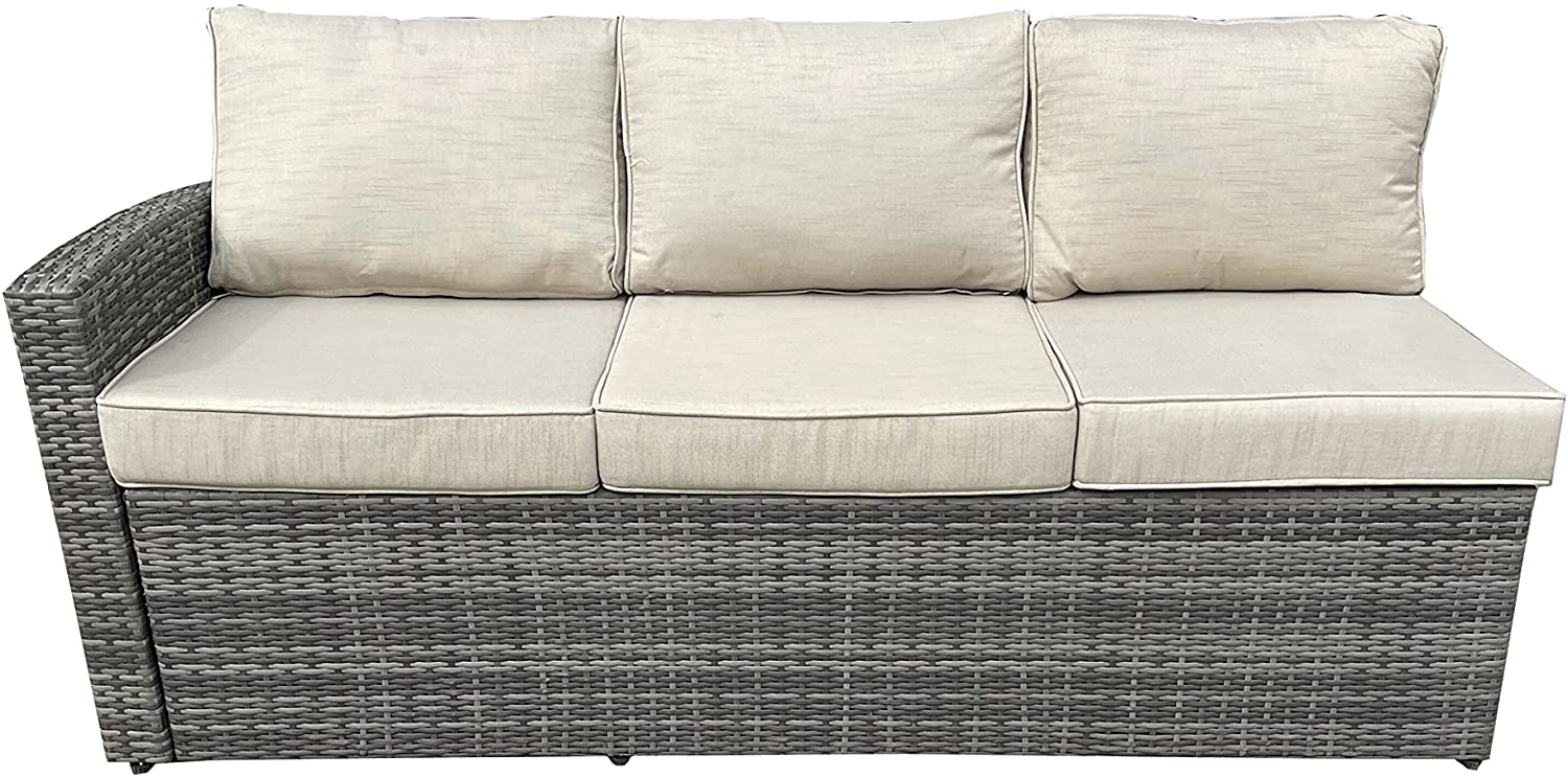 8 Seater Grey Rattan Sofa with Two Stools, One 1 Seater, One 2 Seater and One 3 Seater Sofa