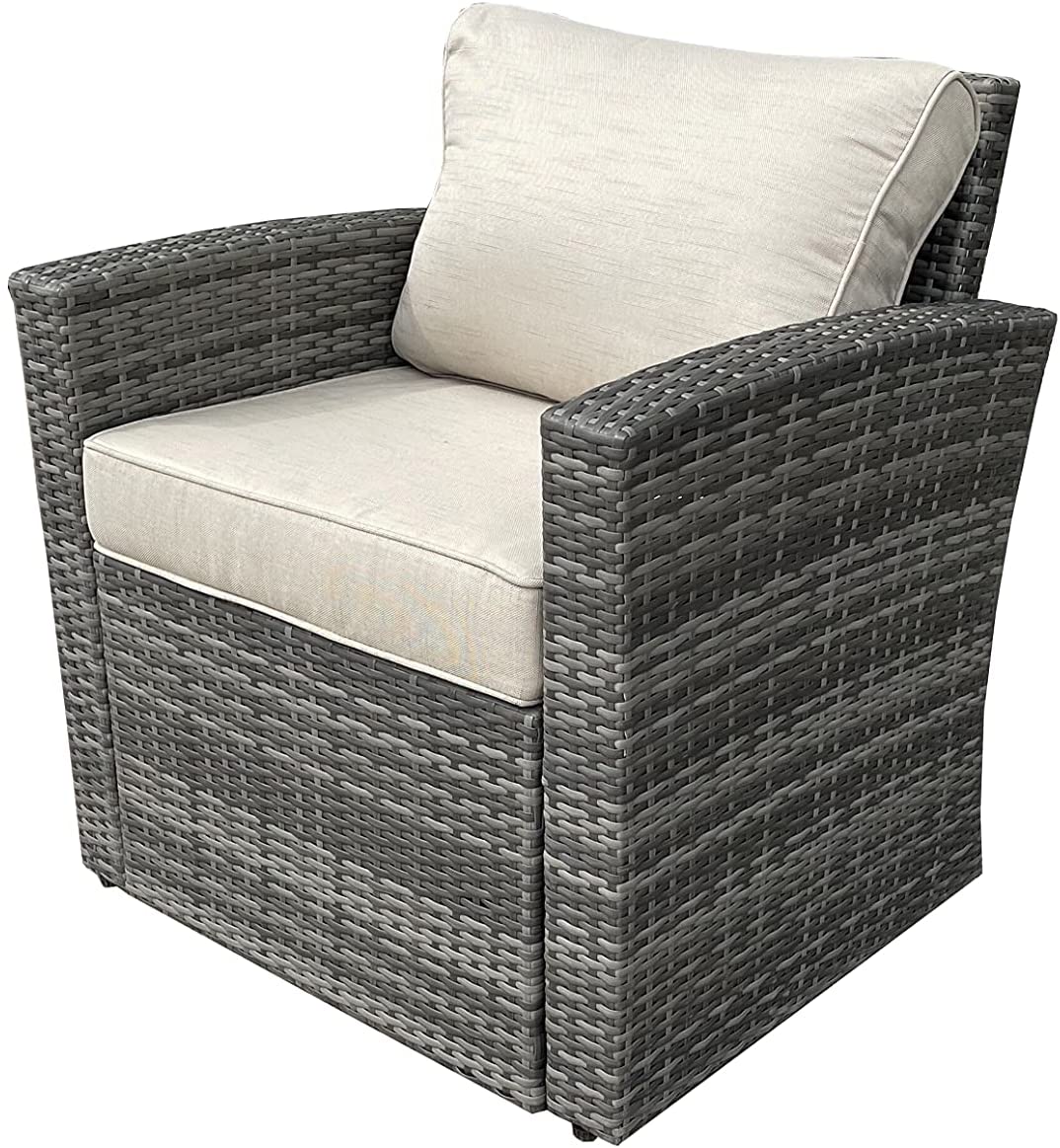8 Seater Grey Rattan Sofa with Two Stools, One 1 Seater, One 2 Seater and One 3 Seater Sofa