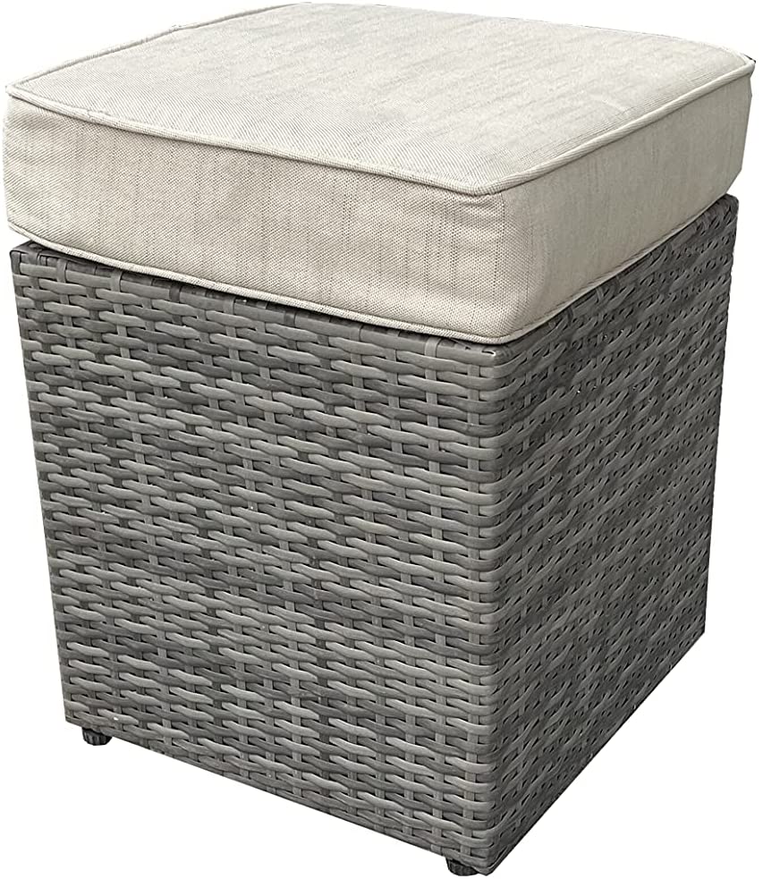 8 Seater Grey Rattan Sofa with Two Stools, One 1 Seater, One 2 Seater and One 3 Seater Sofa
