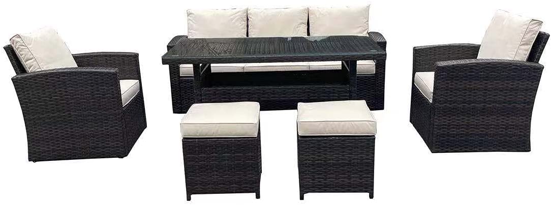 7 Seater Dark Brown Rattan Sofa Set