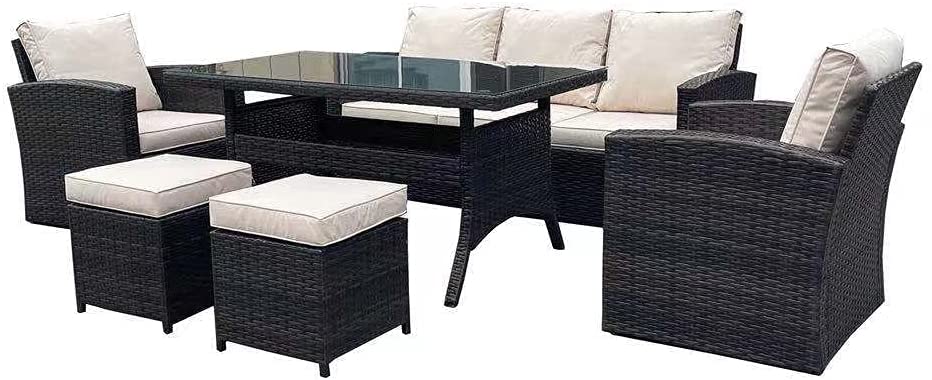 7 Seater Dark Brown Rattan Sofa Set