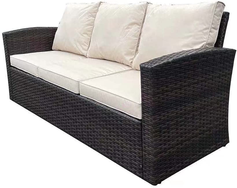 7 Seater Dark Brown Rattan Sofa Set
