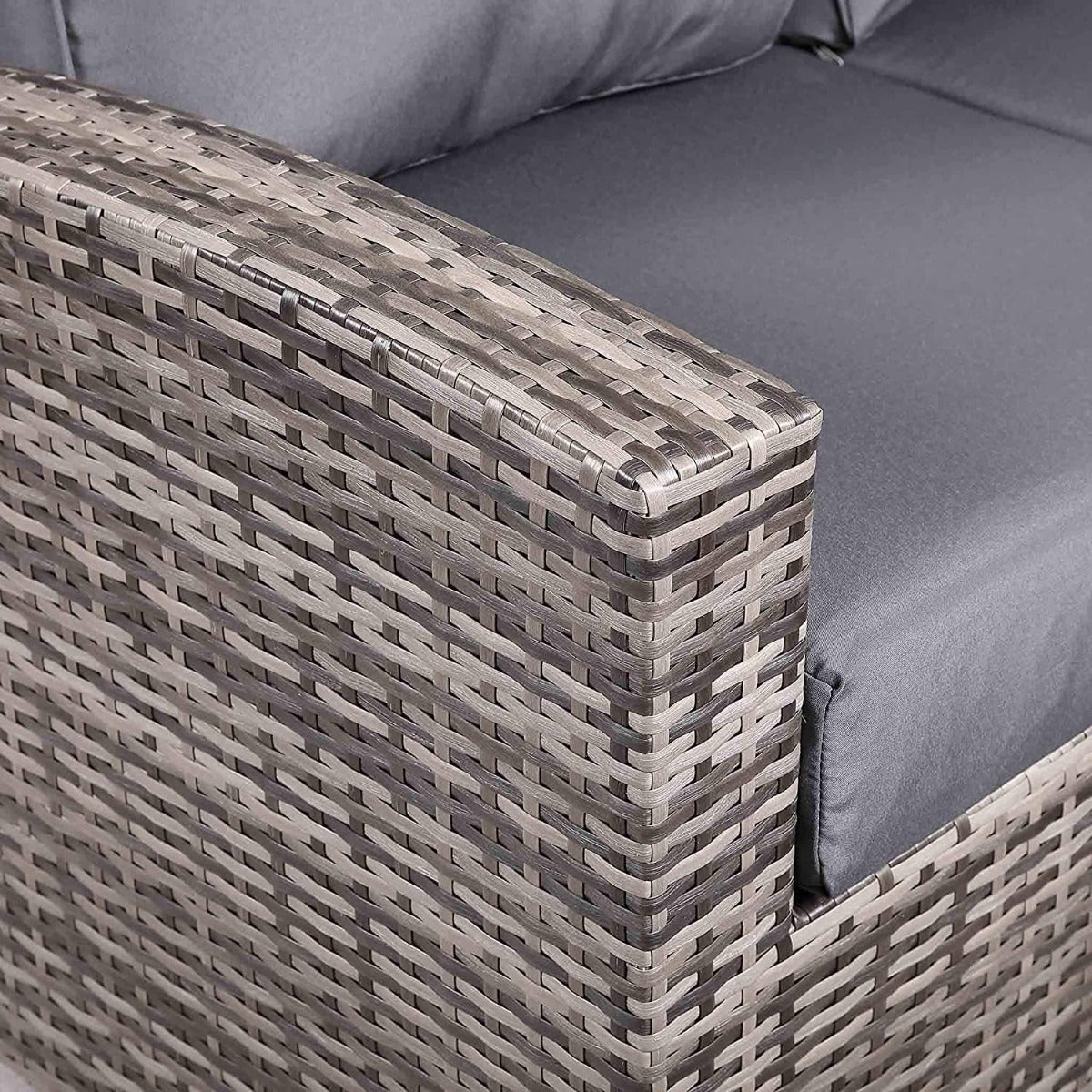 8 Seater Rattan Garden Furniture in Grey colour with UV-Treated Large Corner Sofa, Stools and Table
