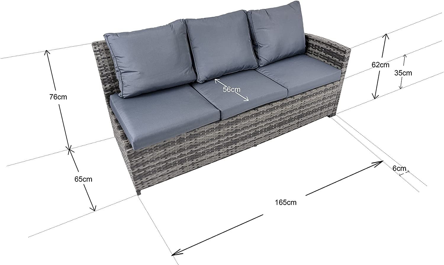 8 Seater Rattan Garden Furniture in Grey colour with UV-Treated Large Corner Sofa, Stools and Table