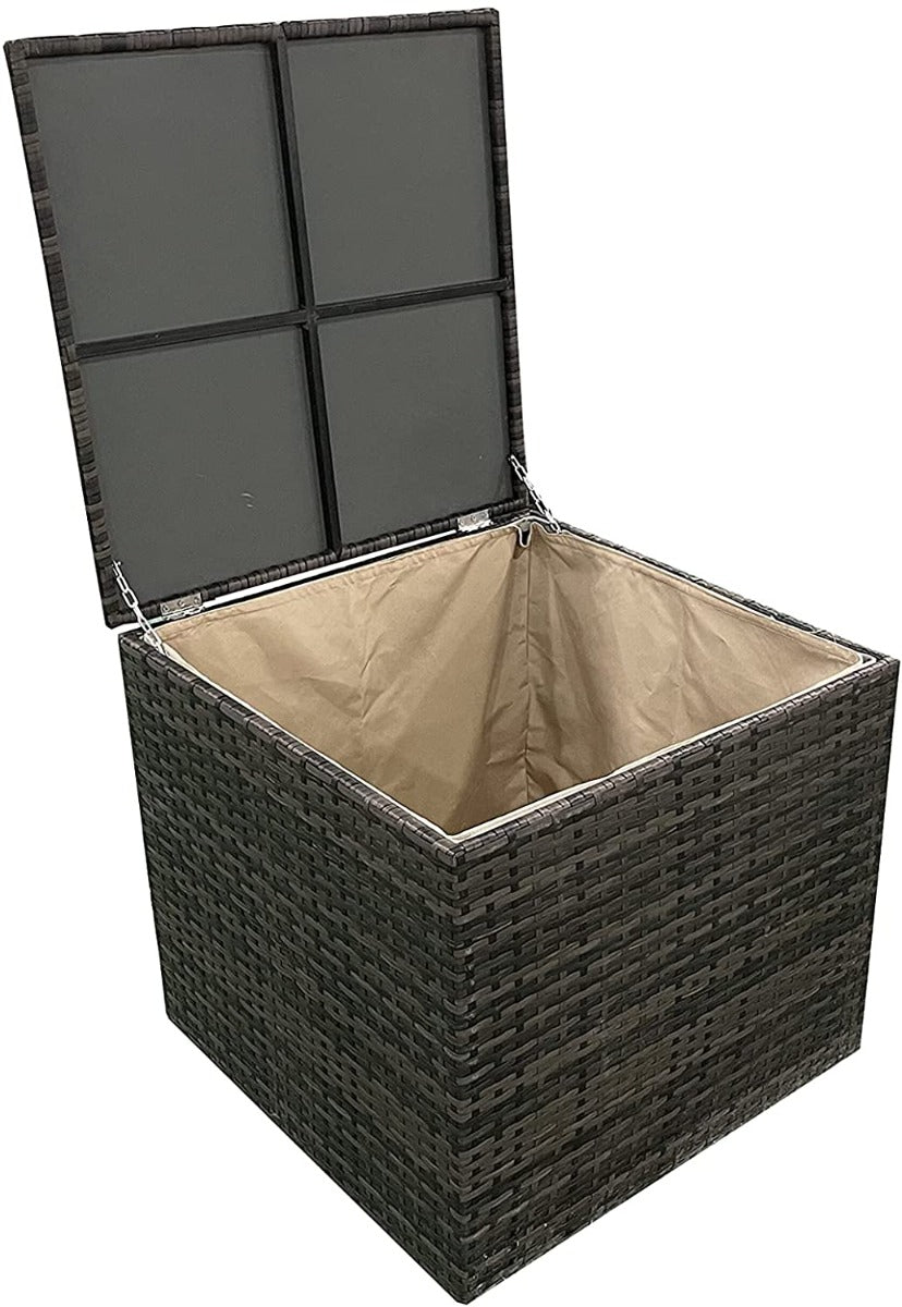 6 Seater Brown Garden Furniture with High Quality UV-Treated PE Rattan Weave Material with Storage