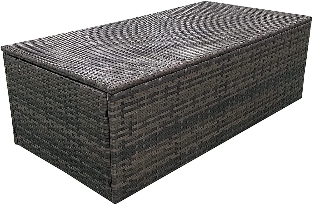 6 Seater Brown Garden Furniture with High Quality UV-Treated PE Rattan Weave Material with Storage