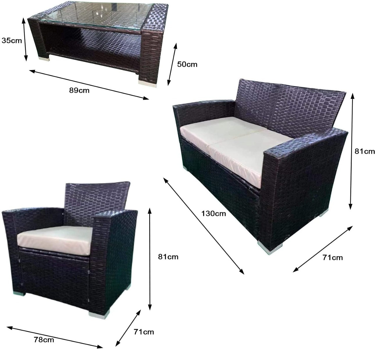 4 Seater Garden Furniture with Sofa, Table and 2 chairs that can be used Indoors/Outdoors