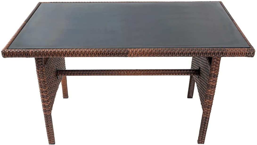 6 Seater Rattan Set of Light/Dark Brown Sofa, Table, 2 Chairs and 2 Stools for Outdoor Patio