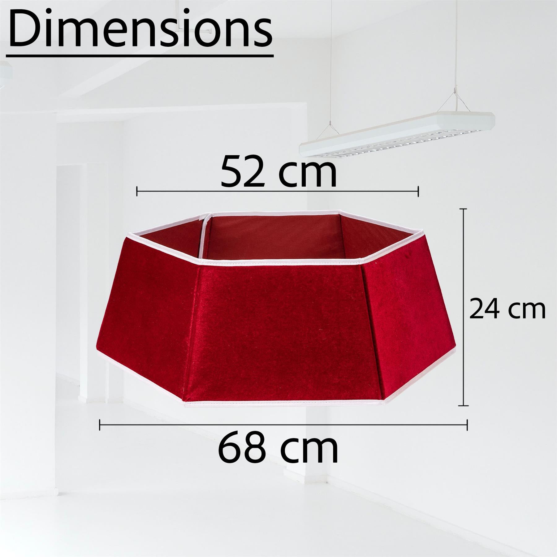 Red Hexagon Christmas Tree Collar Fabric - Size: Bottom Dia 26.8Inch, Top Dia 20.75Inch,Height 9.8 Inch