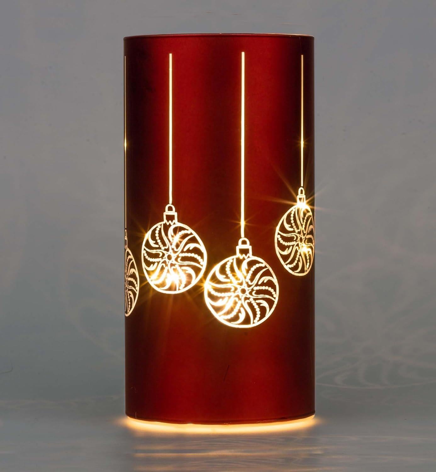 22Cm Christmas Decorated Vase Led Red Glass Vase / Baubles