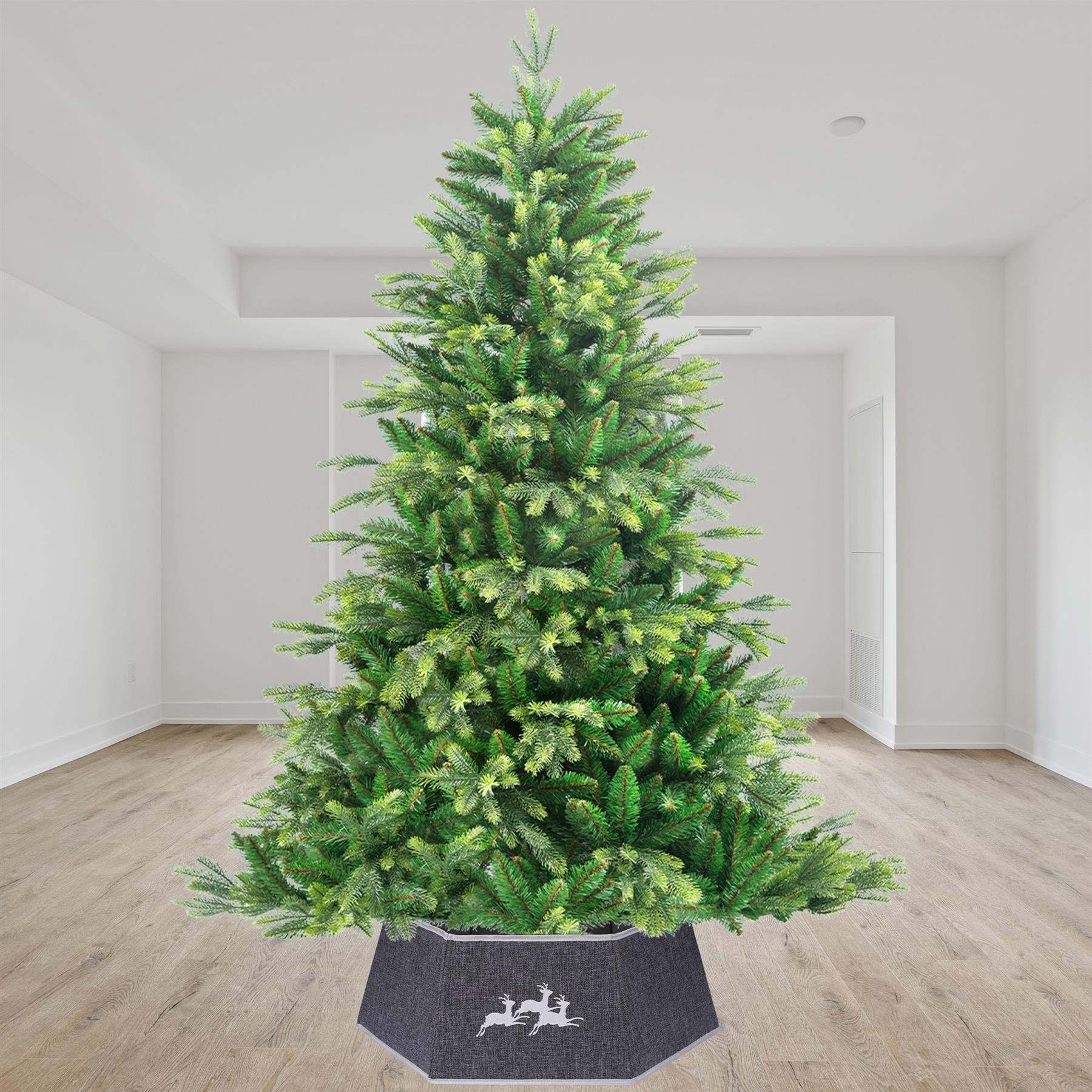 Grey Hexagon Christmas Tree Collar Fabric - Size: Bottom Dia 26.8Inch, Top Dia 20.75Inch,Height 9.8 Inch